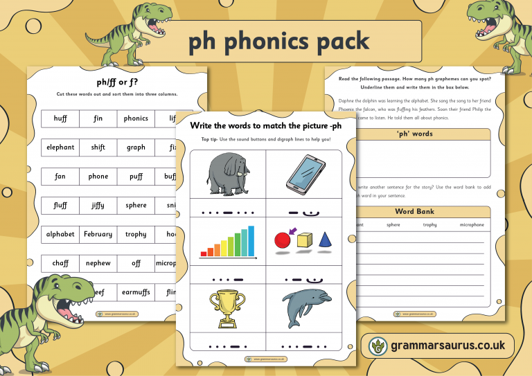 Phonics Phase 5 - ph phonics pack - Grammarsaurus