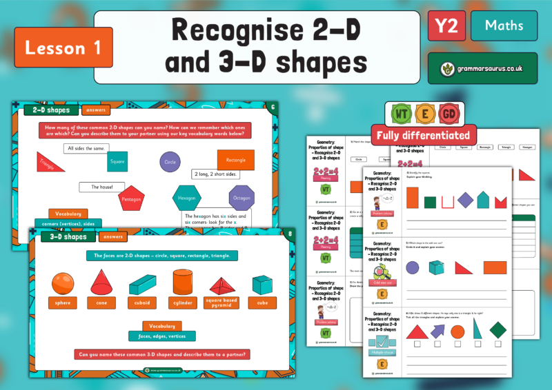 Year 2 Properties of Shape - Recognise 2-D and 3-D Shapes - Lesson 1 ...