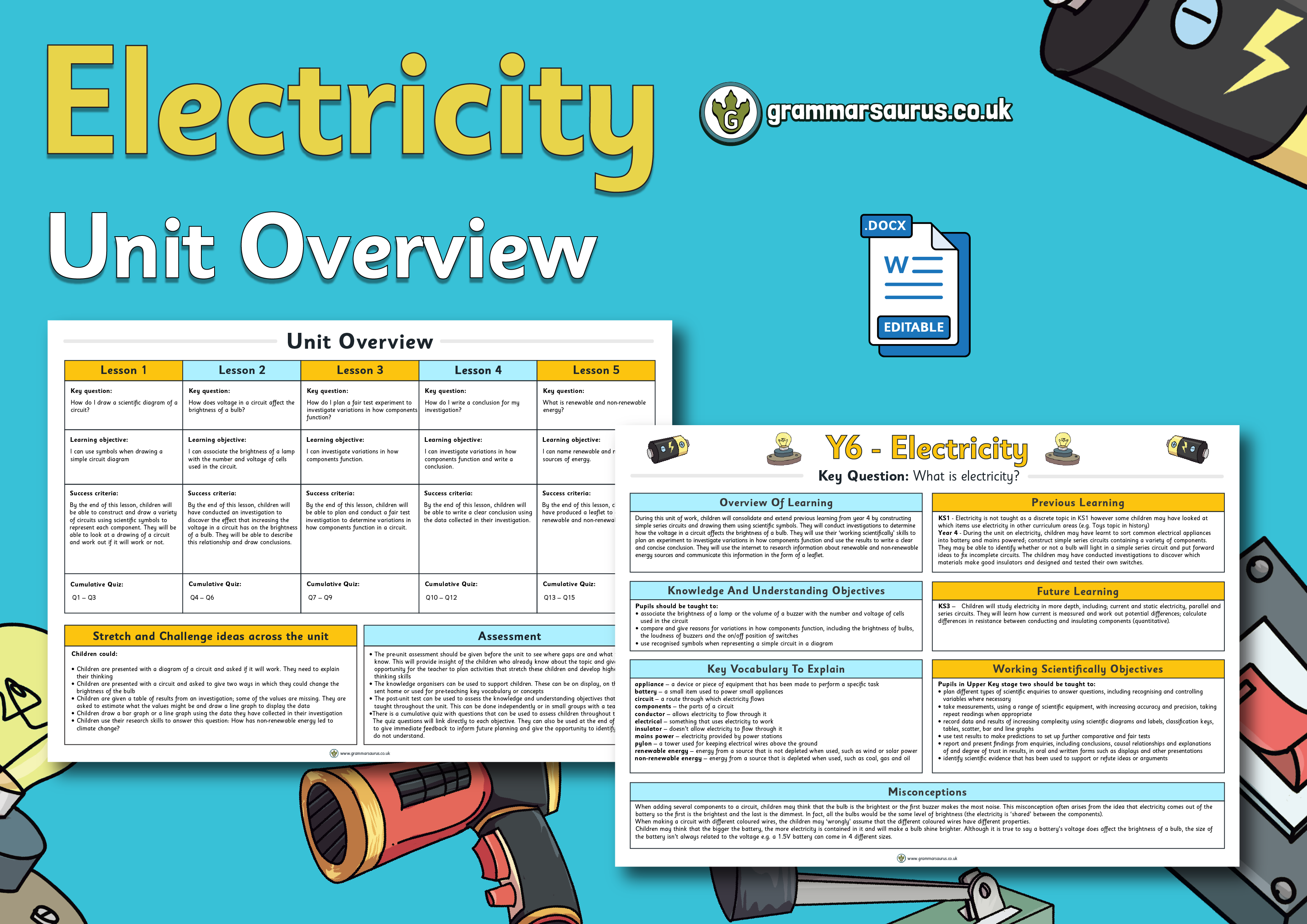 Year 6 Science - Electricity - Unit Overview - Grammarsaurus