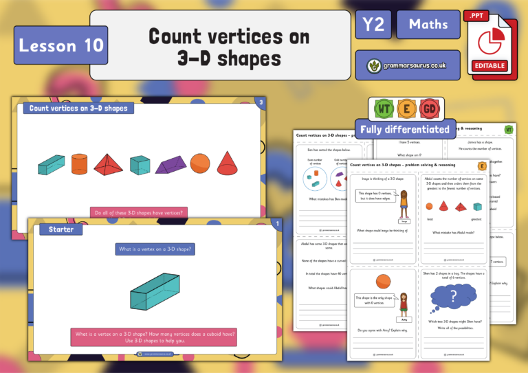 Year 2 Properties of Shape - Count vertices on 3-D shapes - Lesson 10 ...