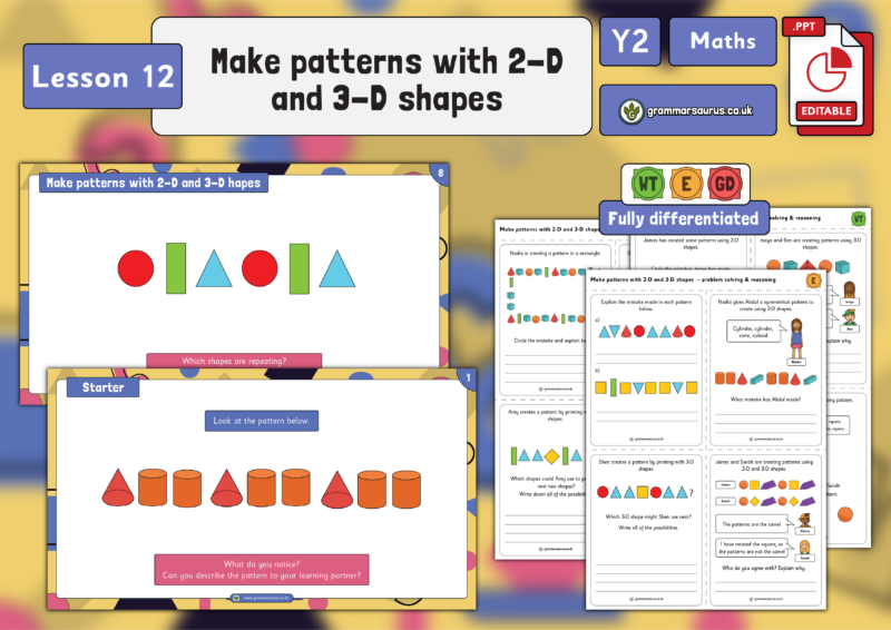 Year 2 Properties of Shape - Make patterns with 2-D and 3-D shapes ...