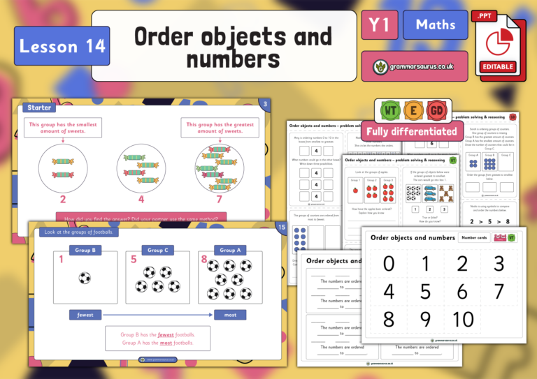 Year 1 Place Value (within 10) - Order objects and numbers - Lesson 14 ...