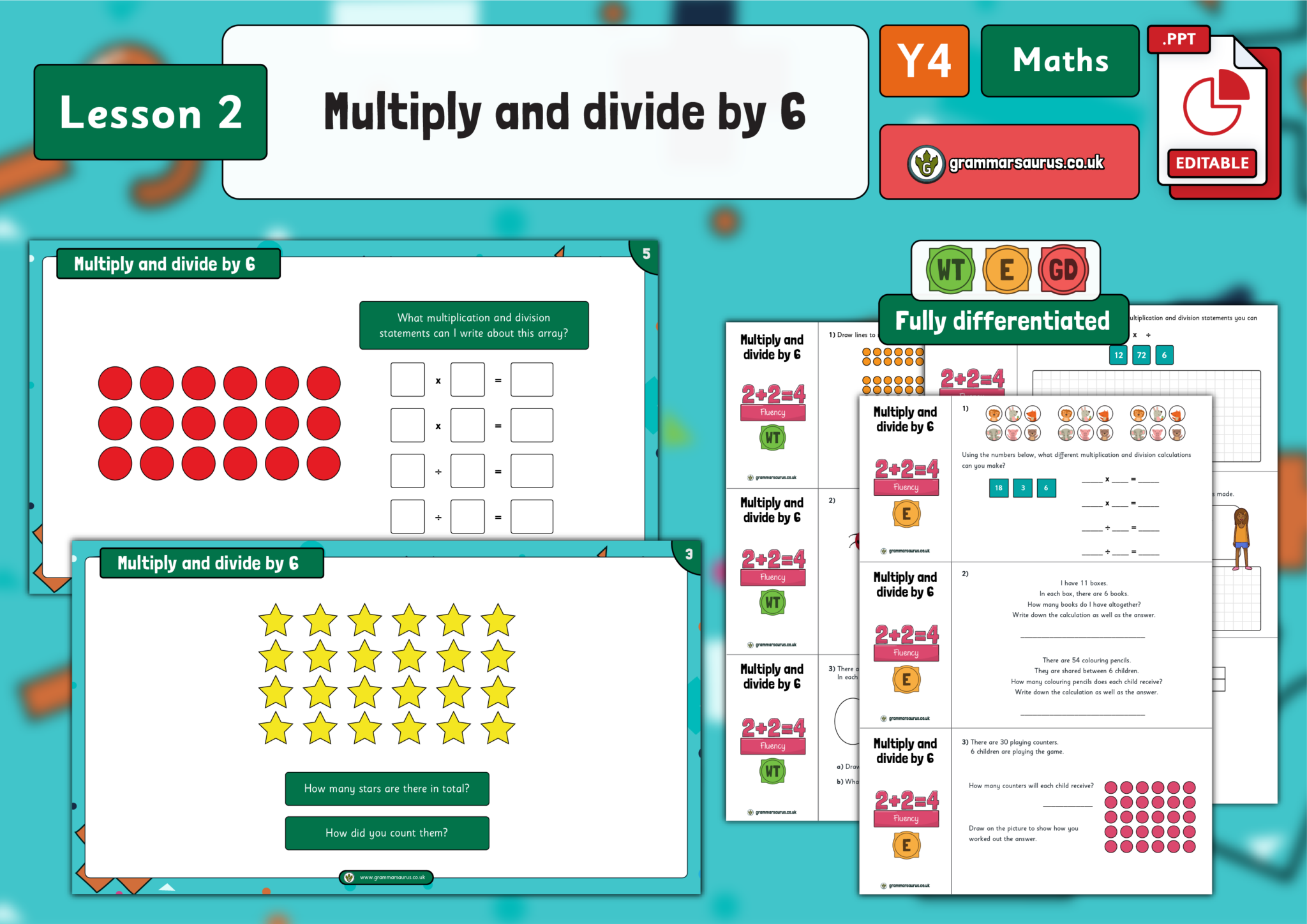 Year 4 Multiplication and Division - Multiply and divide by 6 - Lesson ...