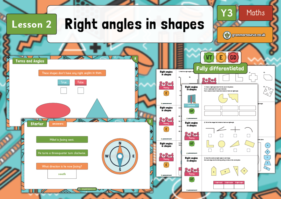 right angle problem solving year 3