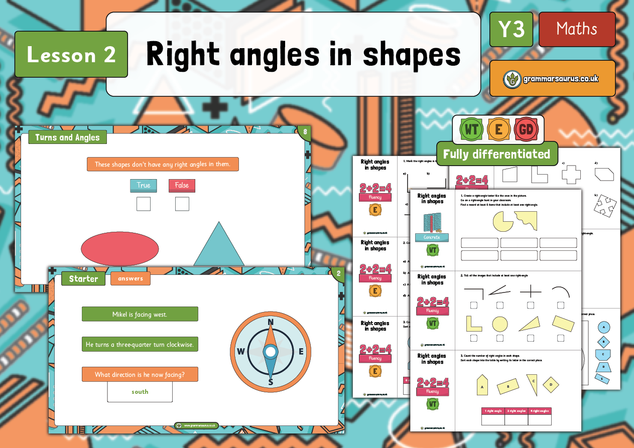 Year 3 Properties of Shape – Right angles in shapes – Lesson 2