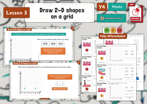 Year 4 Position & Direction - Draw2-D shapes on a grid - Lesson 3 ...
