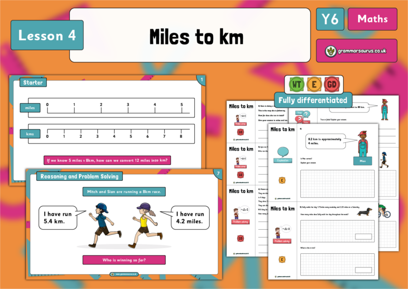 Year 6 Converting Units - Miles and Kilometres - Lesson 4 - Grammarsaurus