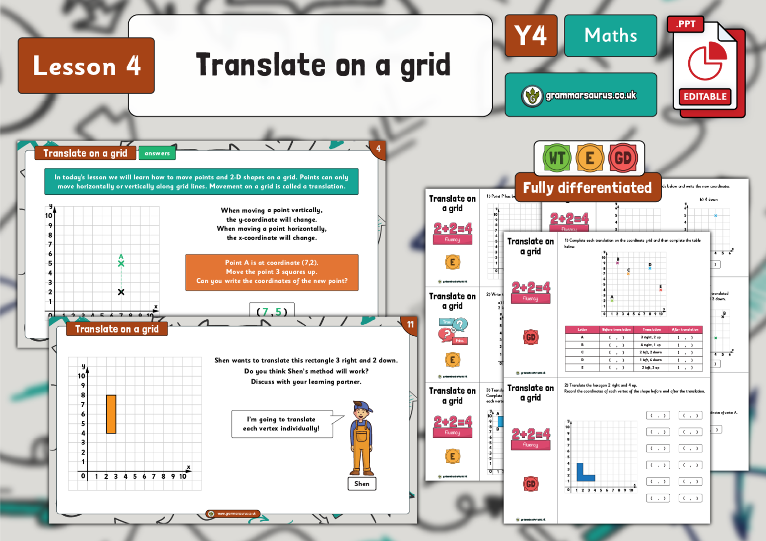 Year 4 Position & Direction - Translate on a grid - Lesson 4 ...