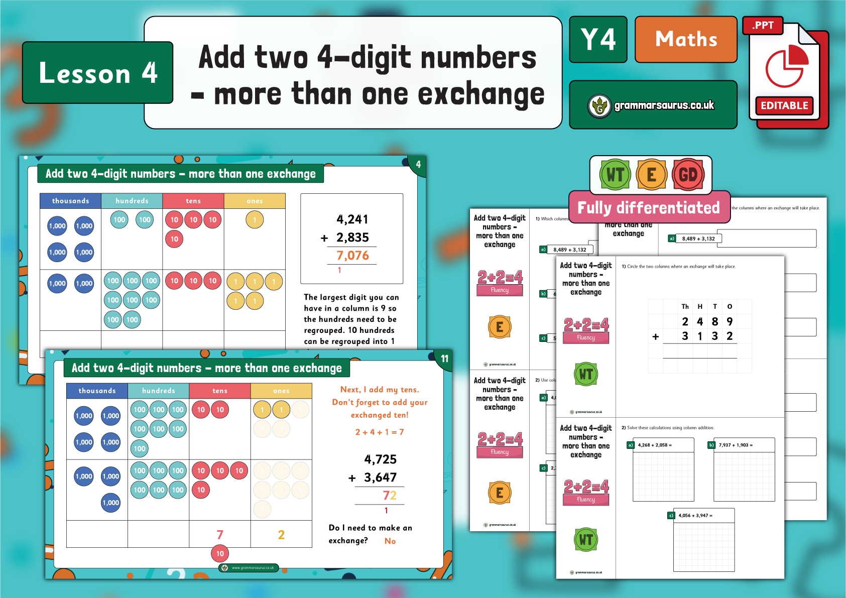 Year 4 Addition and Subtraction - Add two 4-digit numbers - more than ...