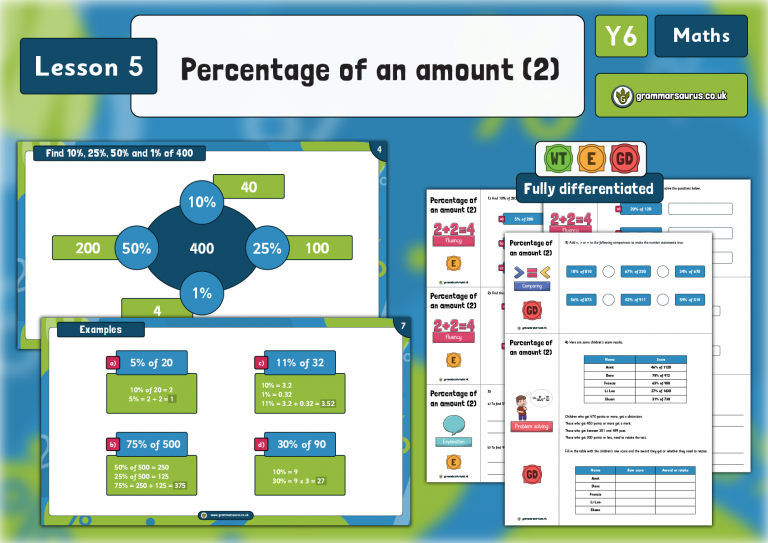 year-6-percentages-percentage-of-an-amount-2-lesson-5-grammarsaurus