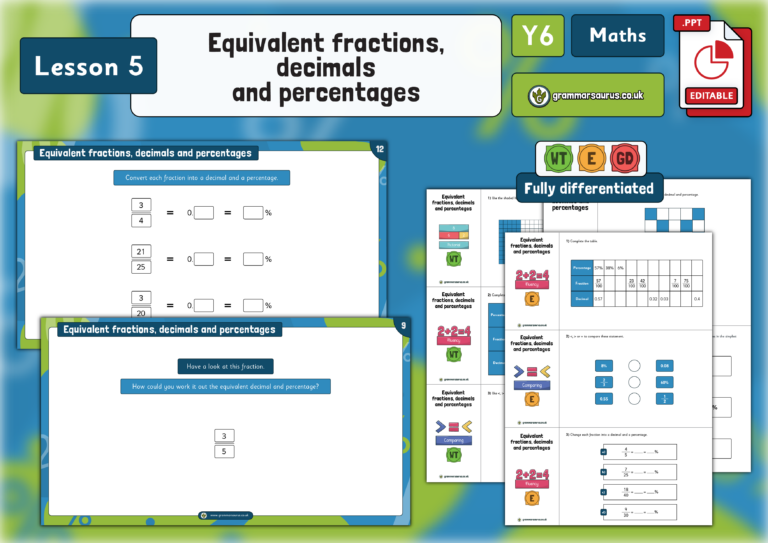 Year 6 Fractions, Decimals and Percentages - Equivalent fractions ...