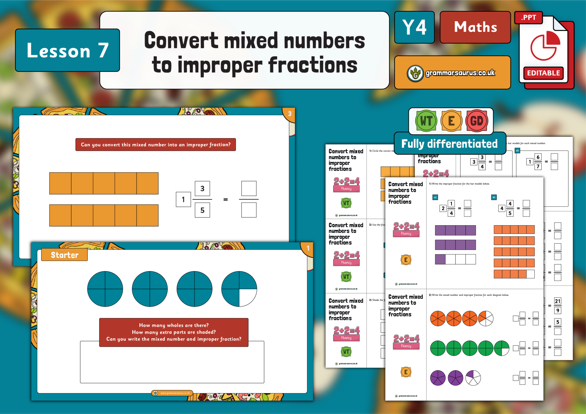 Year 4 Fractions - Convert mixed numbers to improper fractions - Lesson ...
