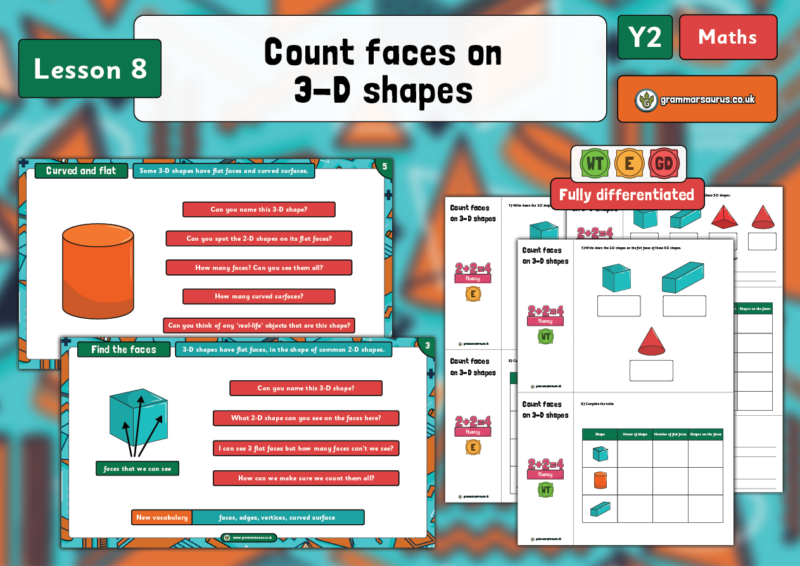 Year 2 Properties of Shape - Count Faces on 3-D Shapes - Lesson 8 ...