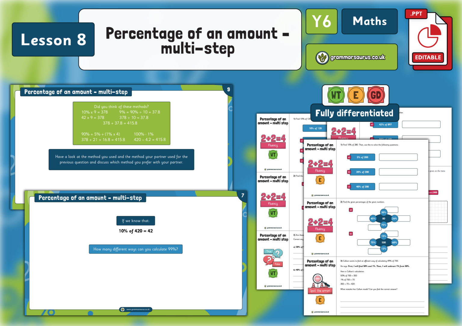 Year 6 Fractions, Decimals and Percentages – Percentage of an amount ...