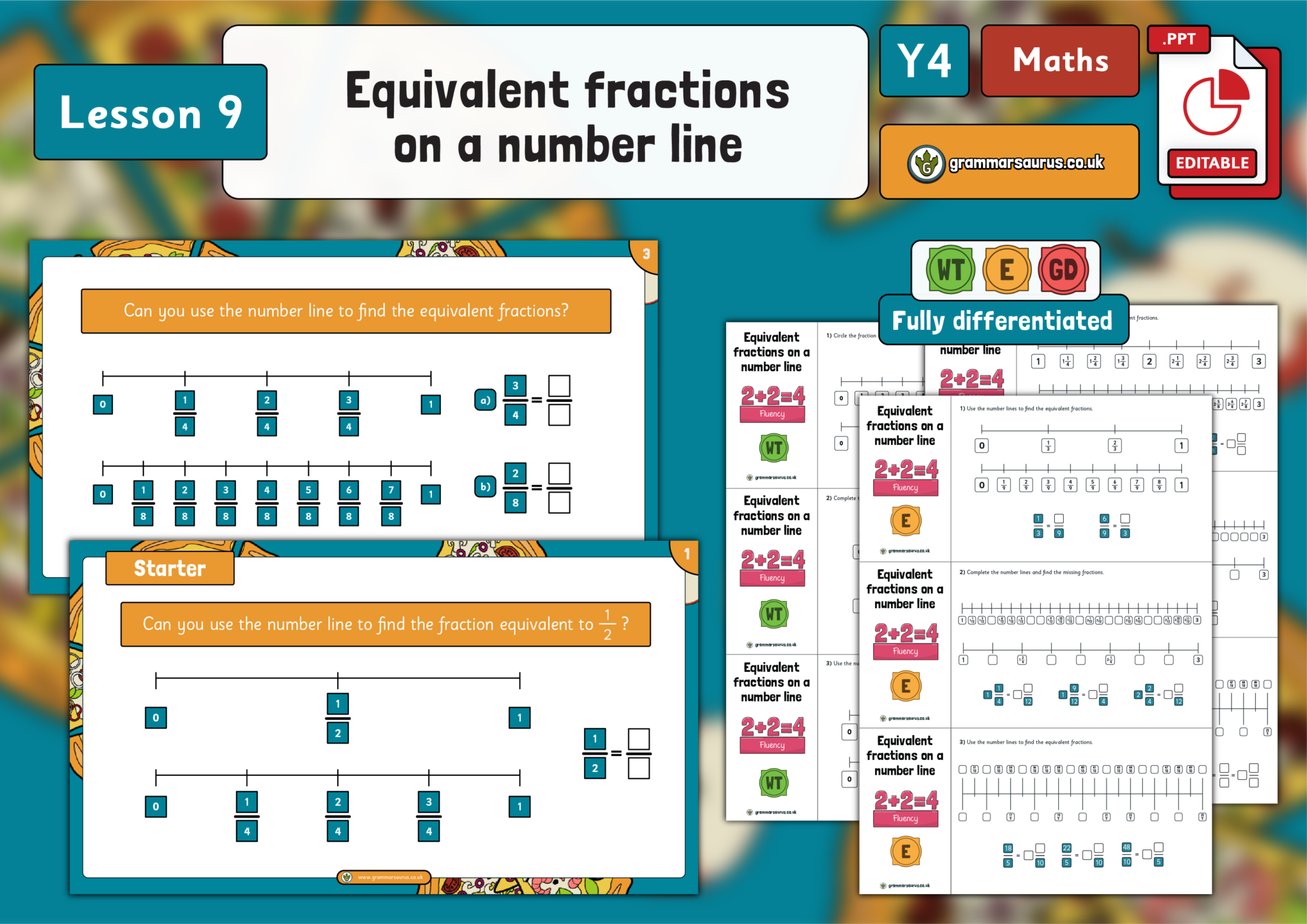Year 4 Fractions - Equivalent fractions on a number line - Lesson 9 ...