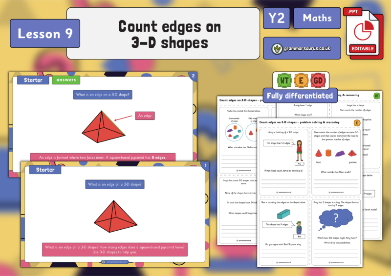 Year 2 Properties of Shape - Count edges on 3-D shapes - Lesson 9 ...