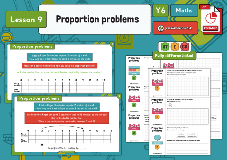Year 6 Ratio - Proportion Problems - Lesson 9 - Grammarsaurus