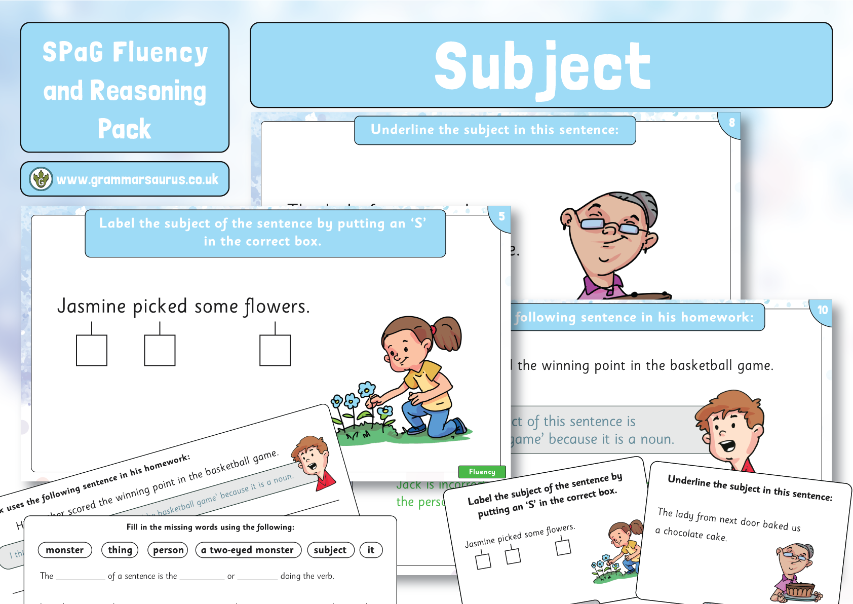 Spag Fluency And Reasoning Pack Subject Grammarsaurus