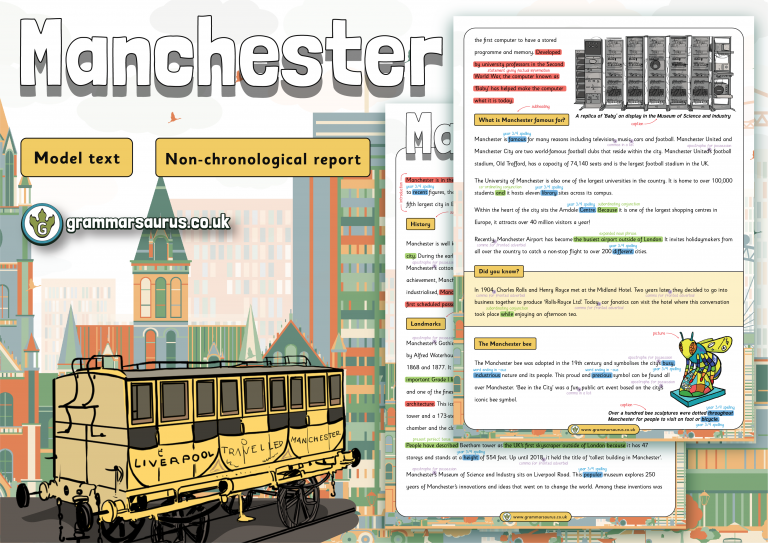 Year 4 Model Text - Non-Chronological report - Manchester - Grammarsaurus