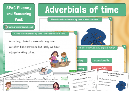 SPaG Fluency & Reasoning Pack – Adverbials of time - Grammarsaurus