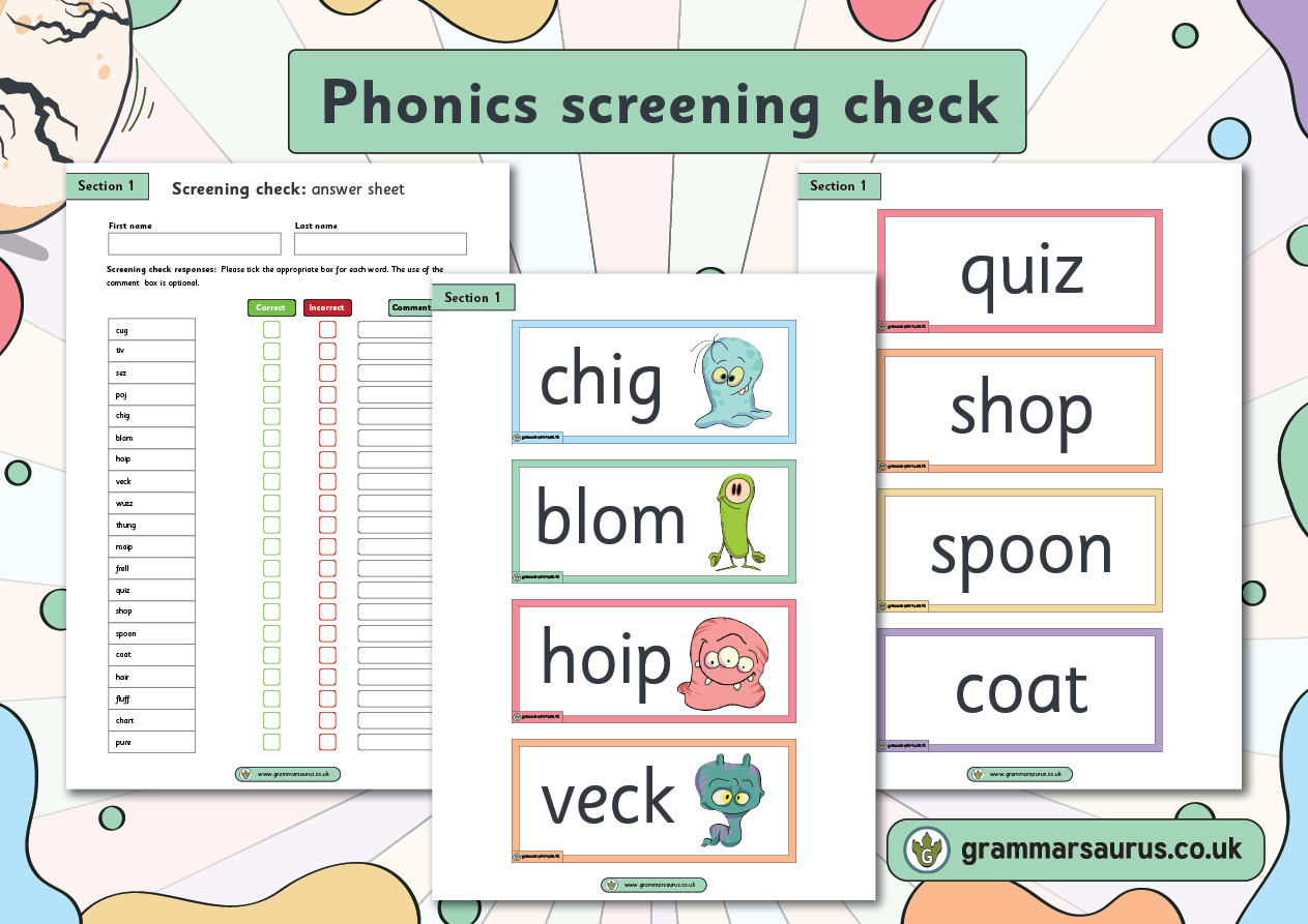phonics screening homework pack