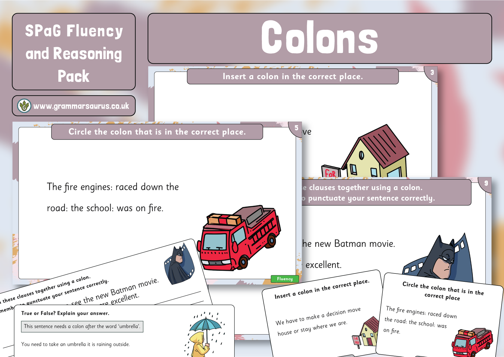 Spag Fluency And Reasoning Pack Colons Grammarsaurus