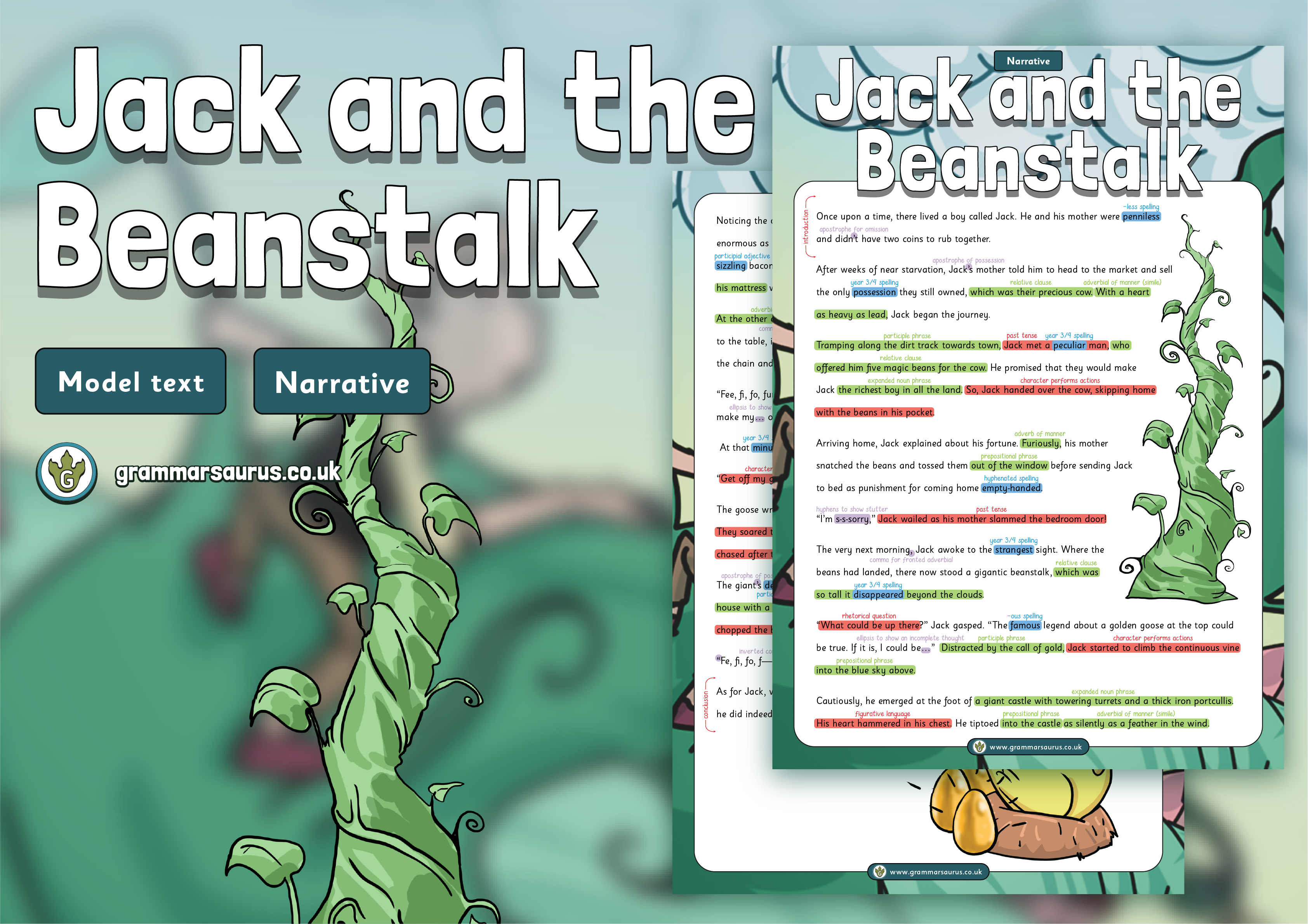 Year 4 Model Text Narrative Jack And The Beanstalk P6 Grade 5 5th Class Grammarsaurus