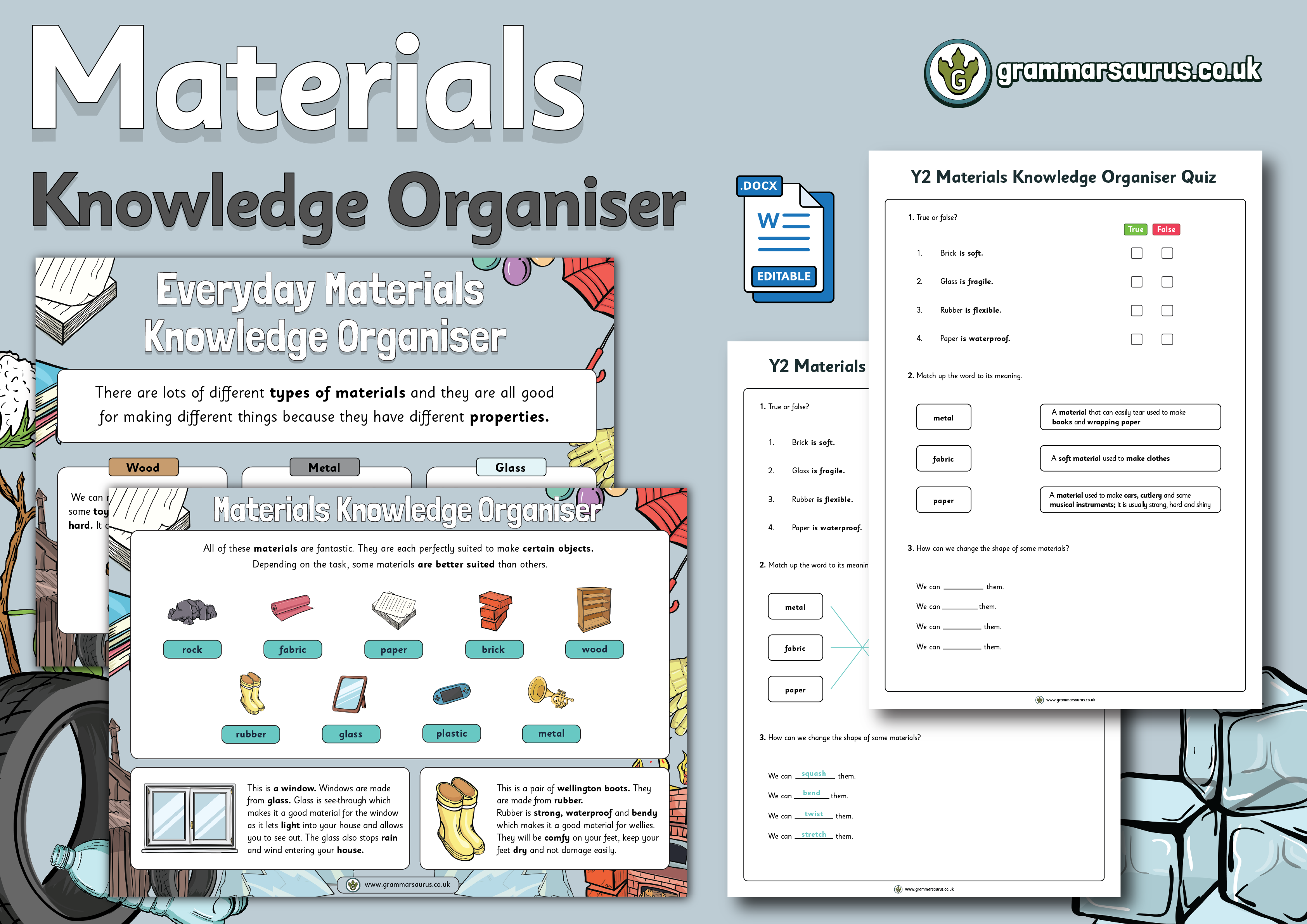 Year 2 Science Materials Knowledge Organiser Grammarsaurus