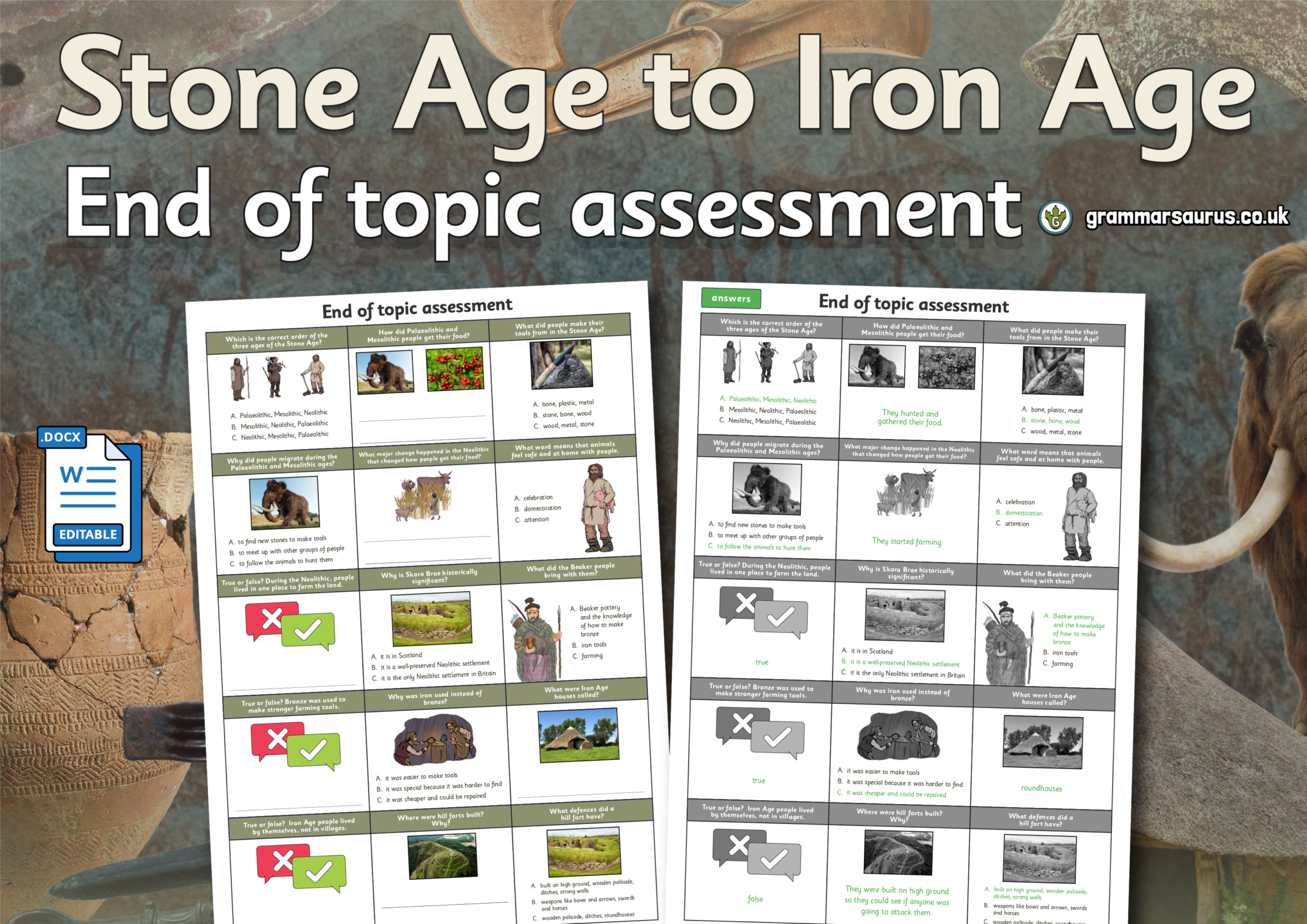 Year 3 History - Stone Age to Iron Age - End of topic assessment ...