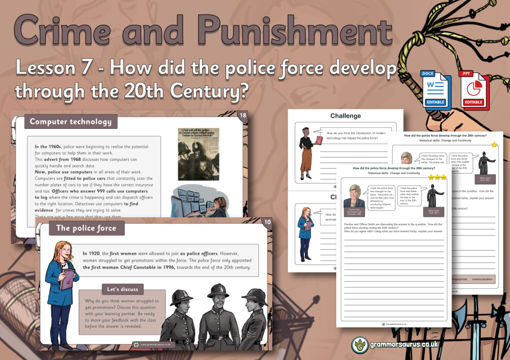Police Handout Lesson Year 6 History – Crime and Punishment – How did the police force ...