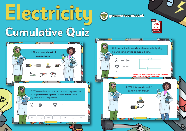 Year 6 Science Electricity Cumulative Quiz Grammarsaurus