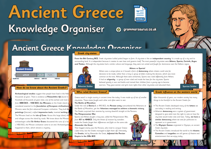 Year 4 History – Ancient Greece – Knowledge Organiser - Grammarsaurus