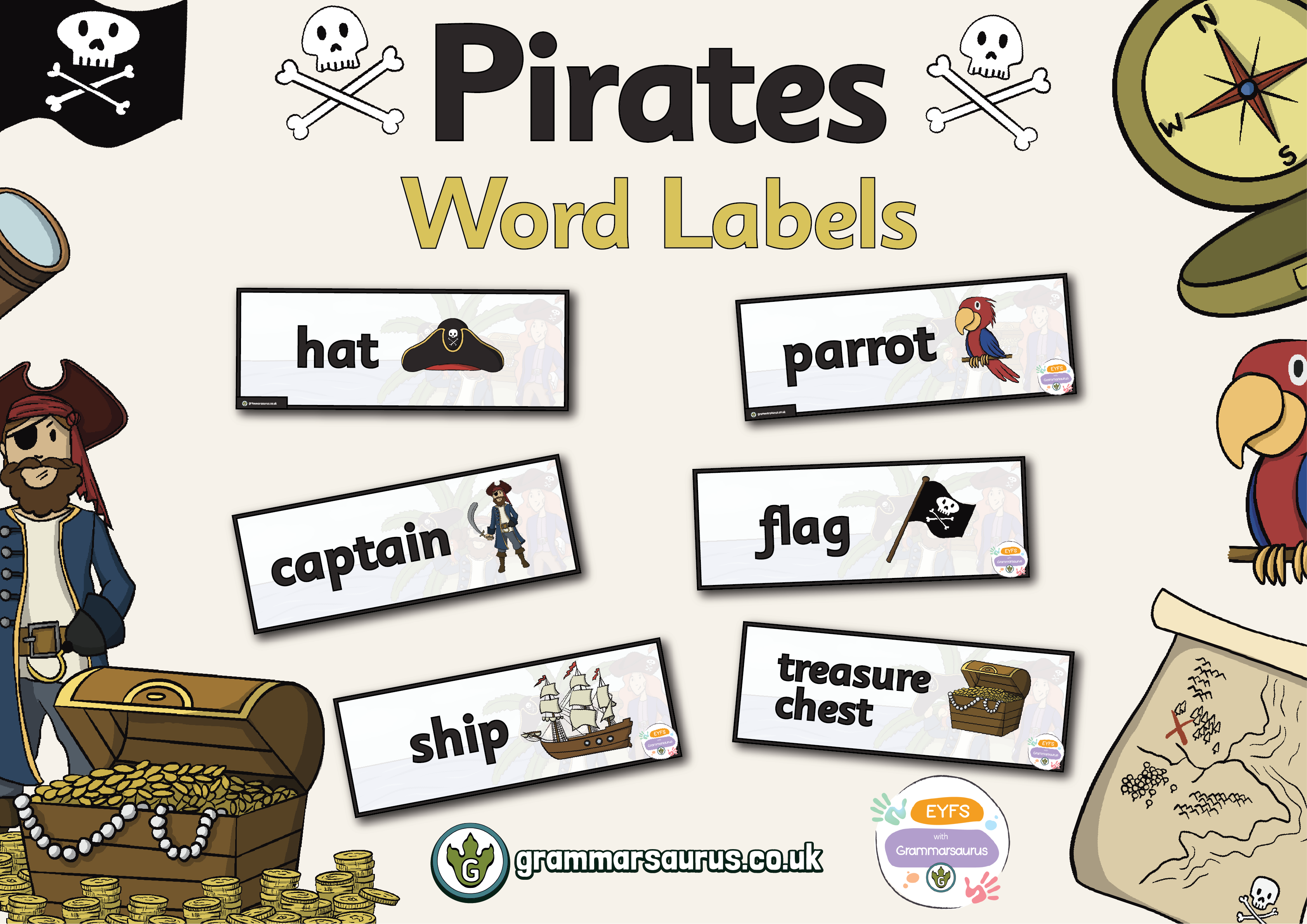 EYFS Pirates – Word Labels - Grammarsaurus