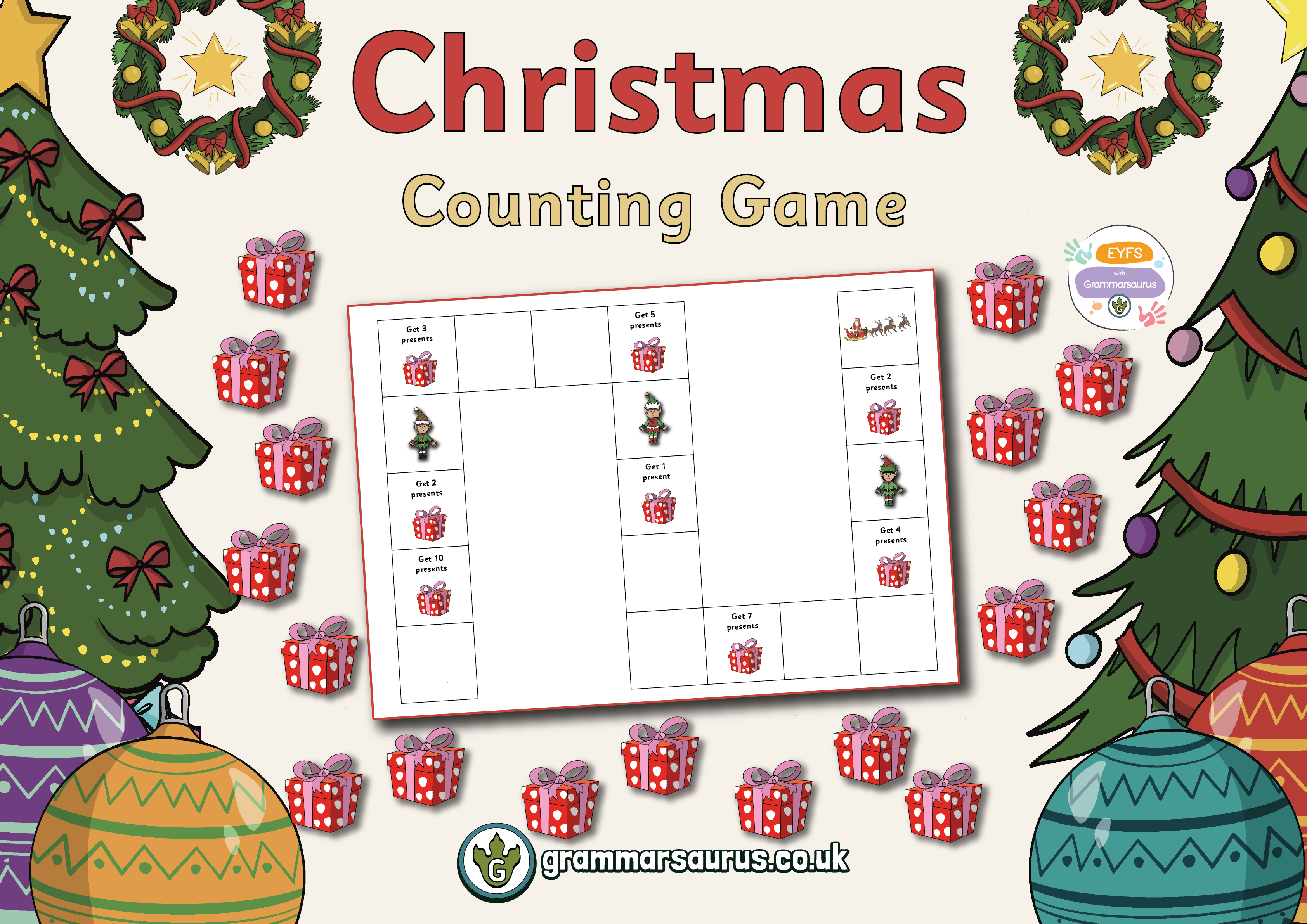 EYFS Christmas - Counting Game - Grammarsaurus