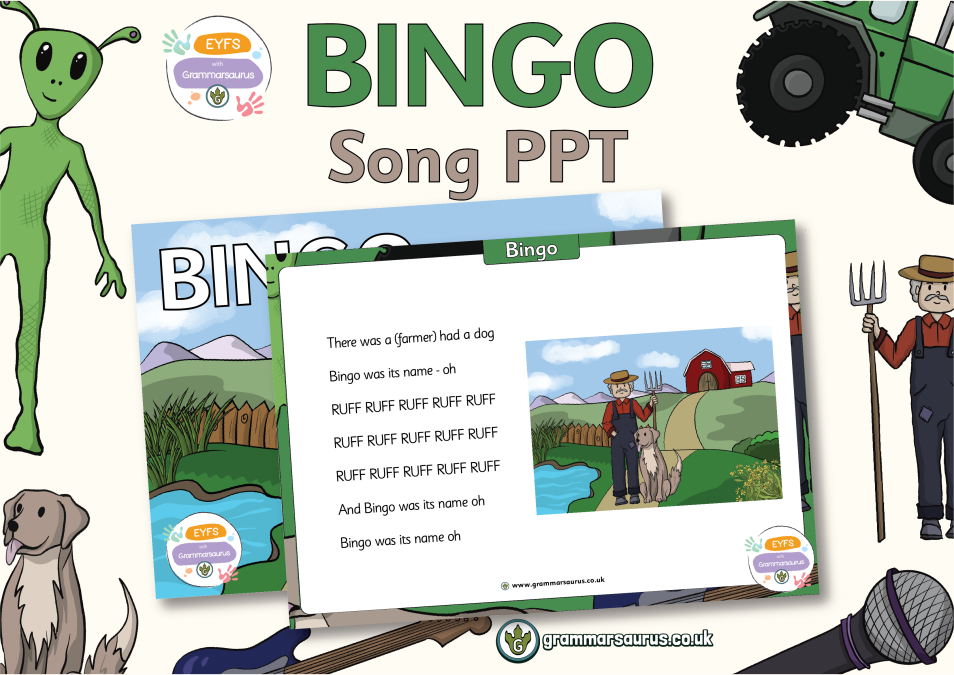 EYFS Nursery Rhymes - BINGO Song PPT - Grammarsaurus