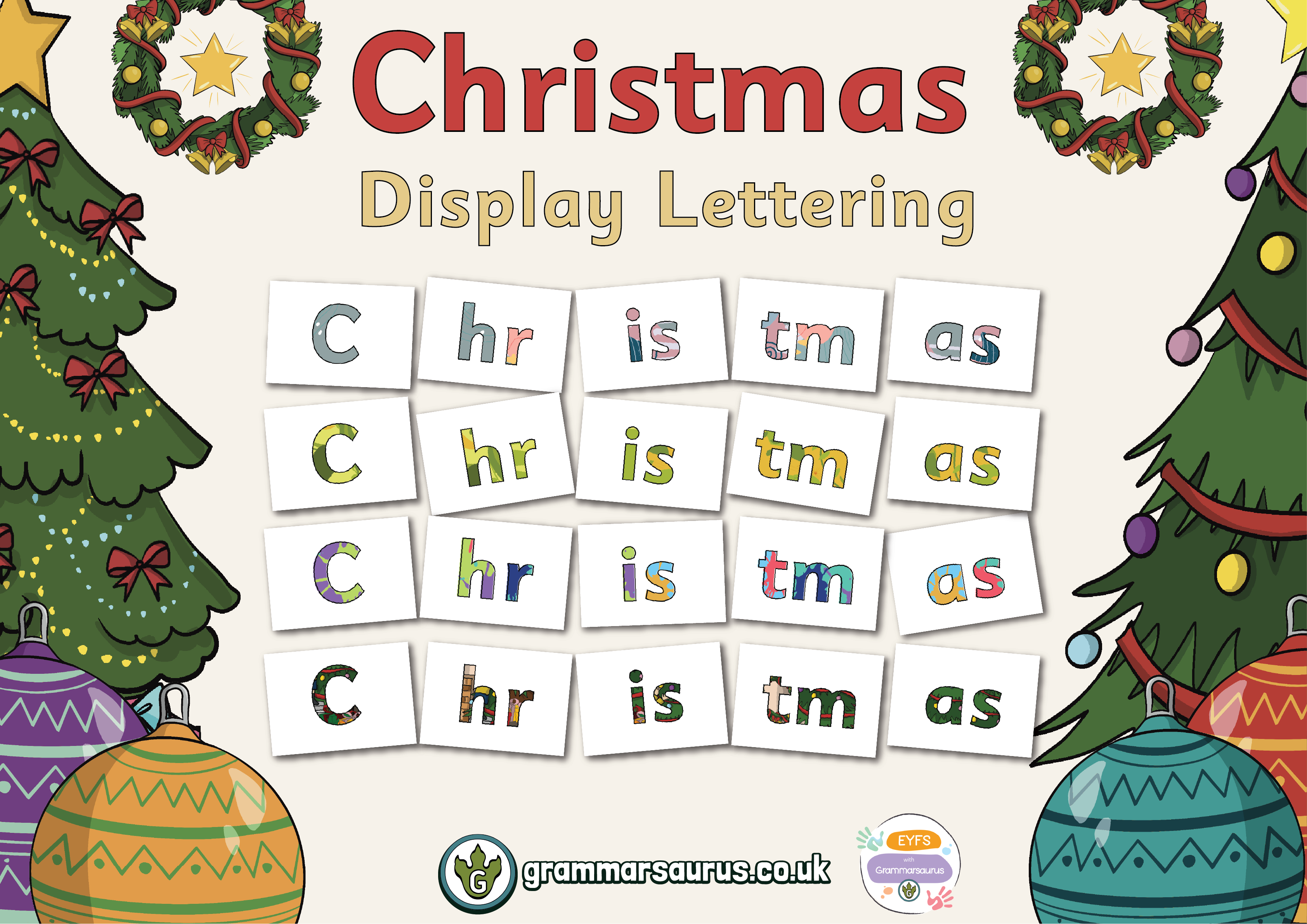 EYFS Christmas Display lettering Grammarsaurus