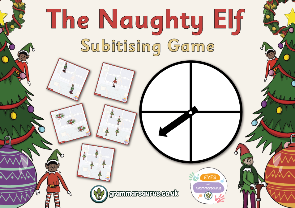 EYFS Christmas – The Naughty Elf – Subitising Game - Grammarsaurus