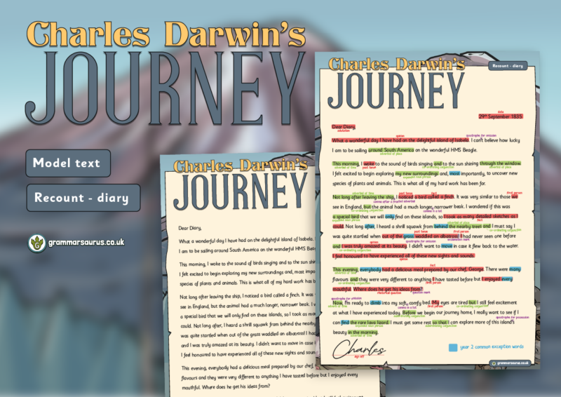 Year 2 Model Text – Diary entry – Charles Darwin's Journey( gbsct P2 ...