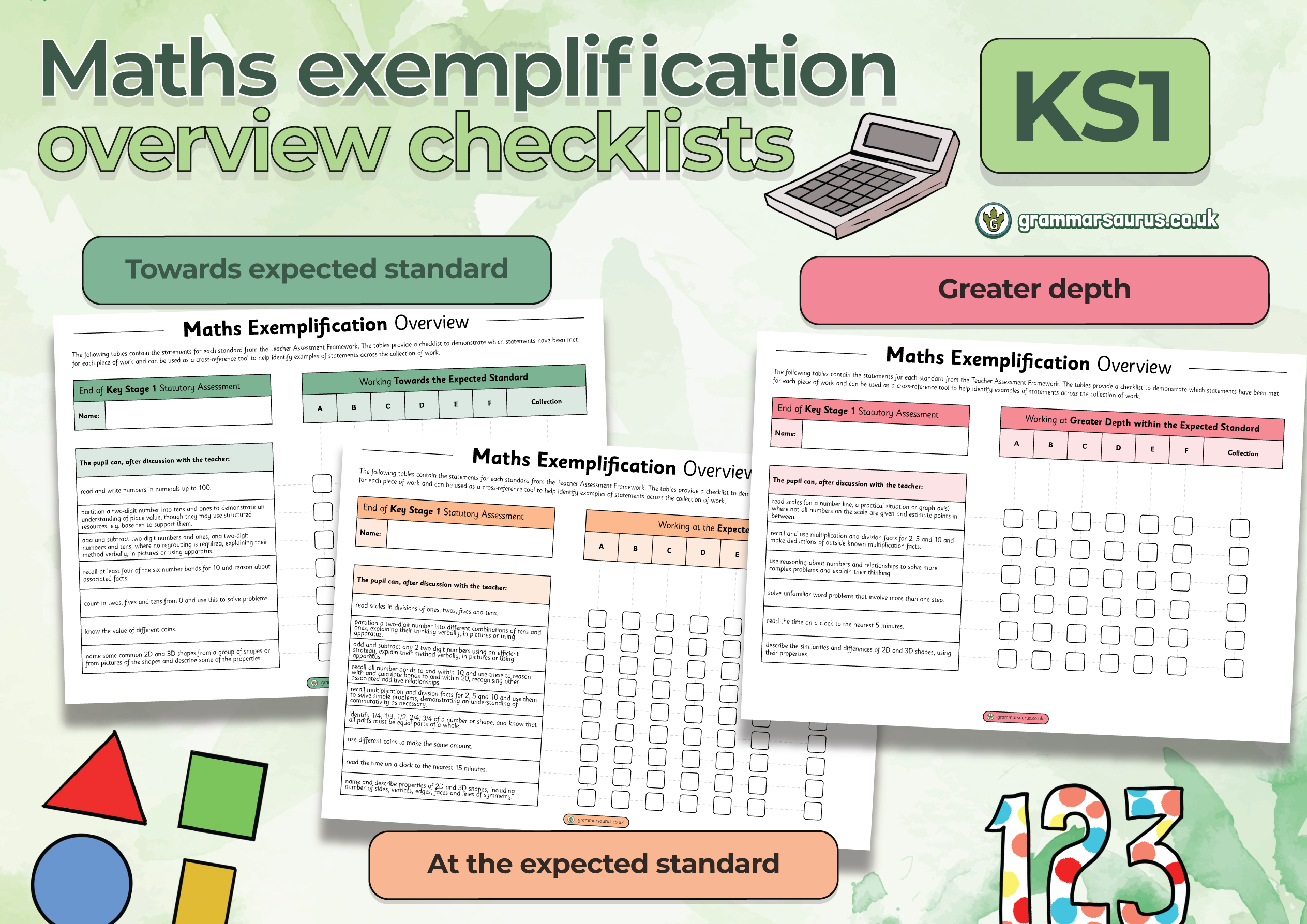 ks1-maths-exemplification-overview-checklists-grammarsaurus