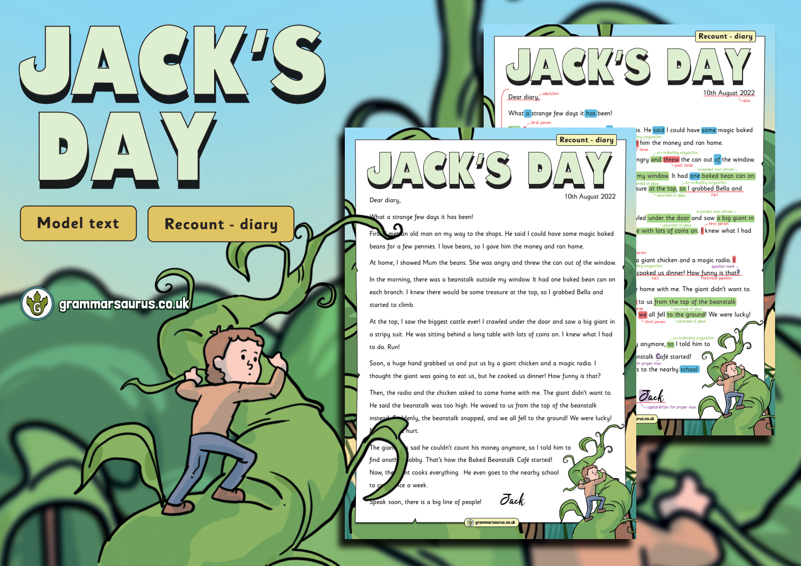Year 1 Model Text Diary entry Jack's day ( gbsct P1, Kindergarten & Senior infants