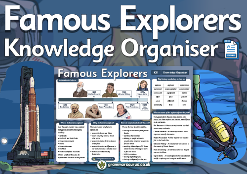 KS1 History - Famous Explorers - Knowledge Organiser - Grammarsaurus