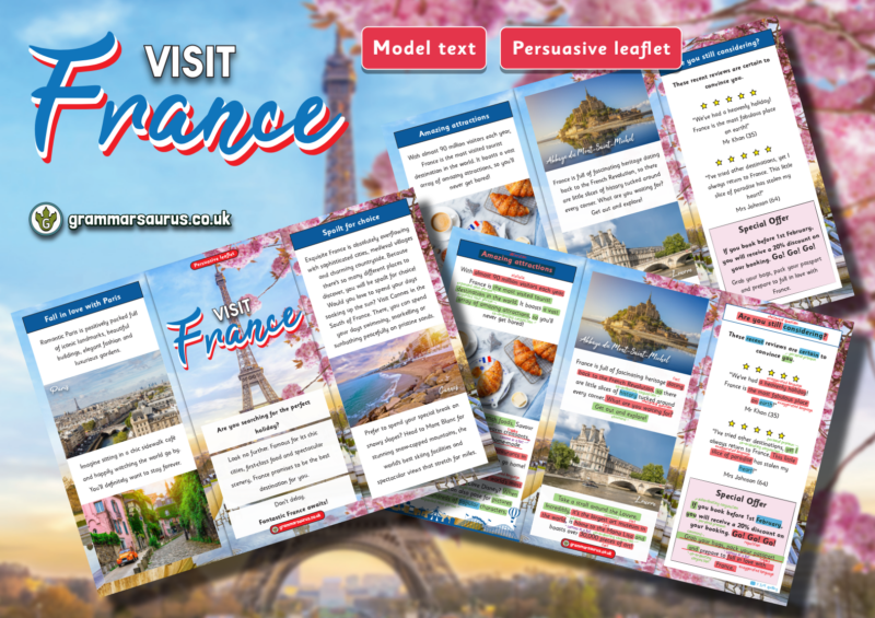 France Example Year 3 Model Text – Persuasive – leaflet – Visit France - Grammarsaurus