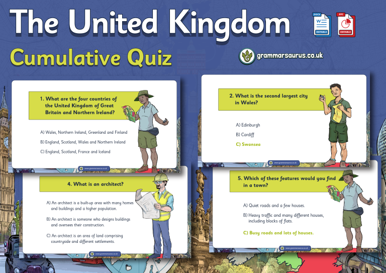 Year 3 Geography United Kingdom Cumulative Quiz Grammarsaurus