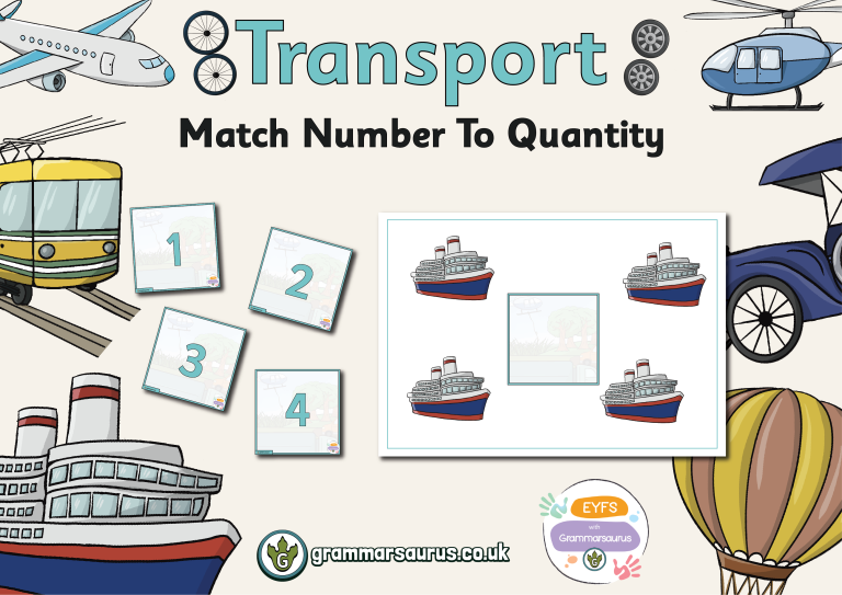 EYFS Transport – Match Number to Quantity - Grammarsaurus