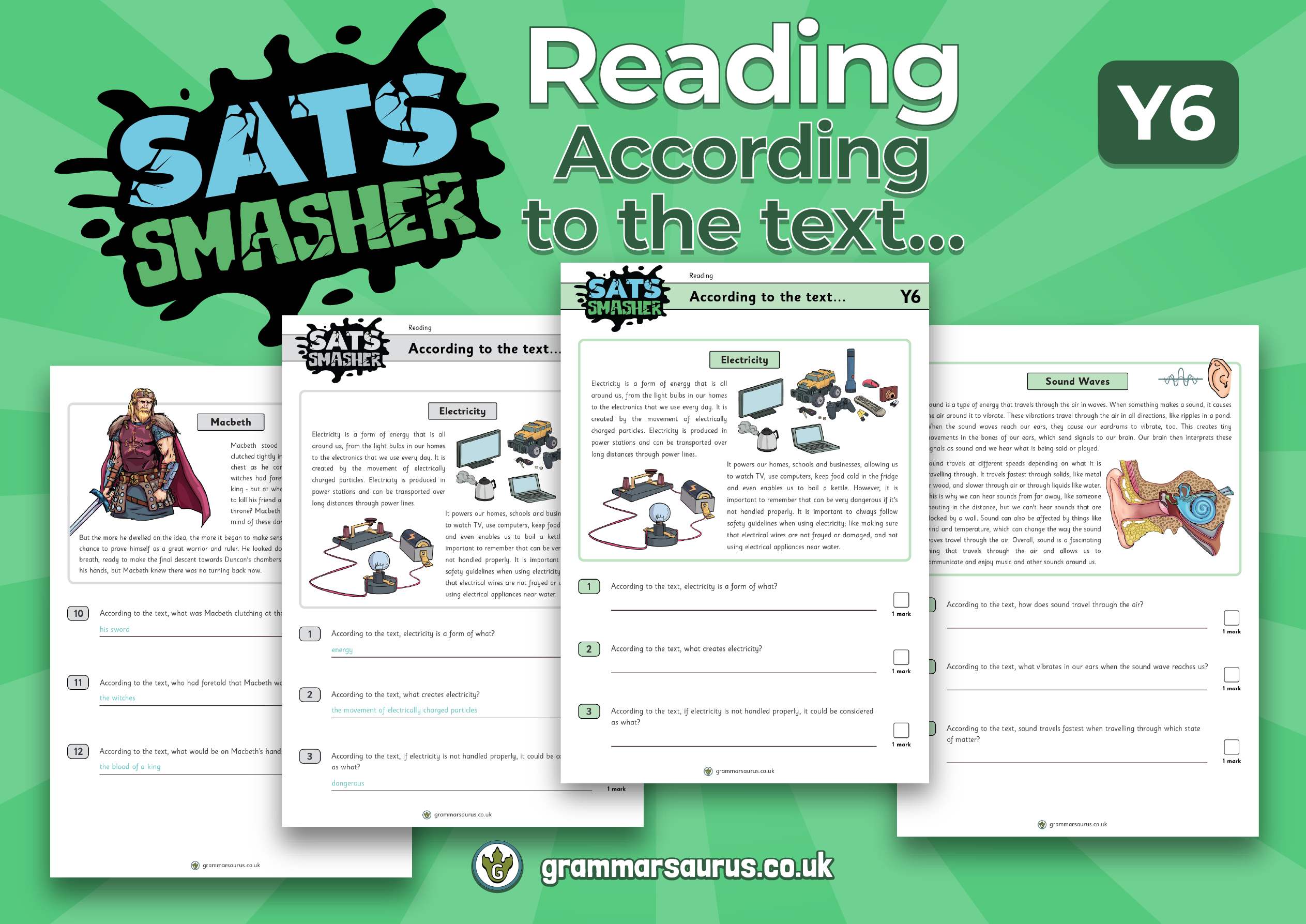 Year 6 SATs Smasher (Reading): According to the text... - Grammarsaurus