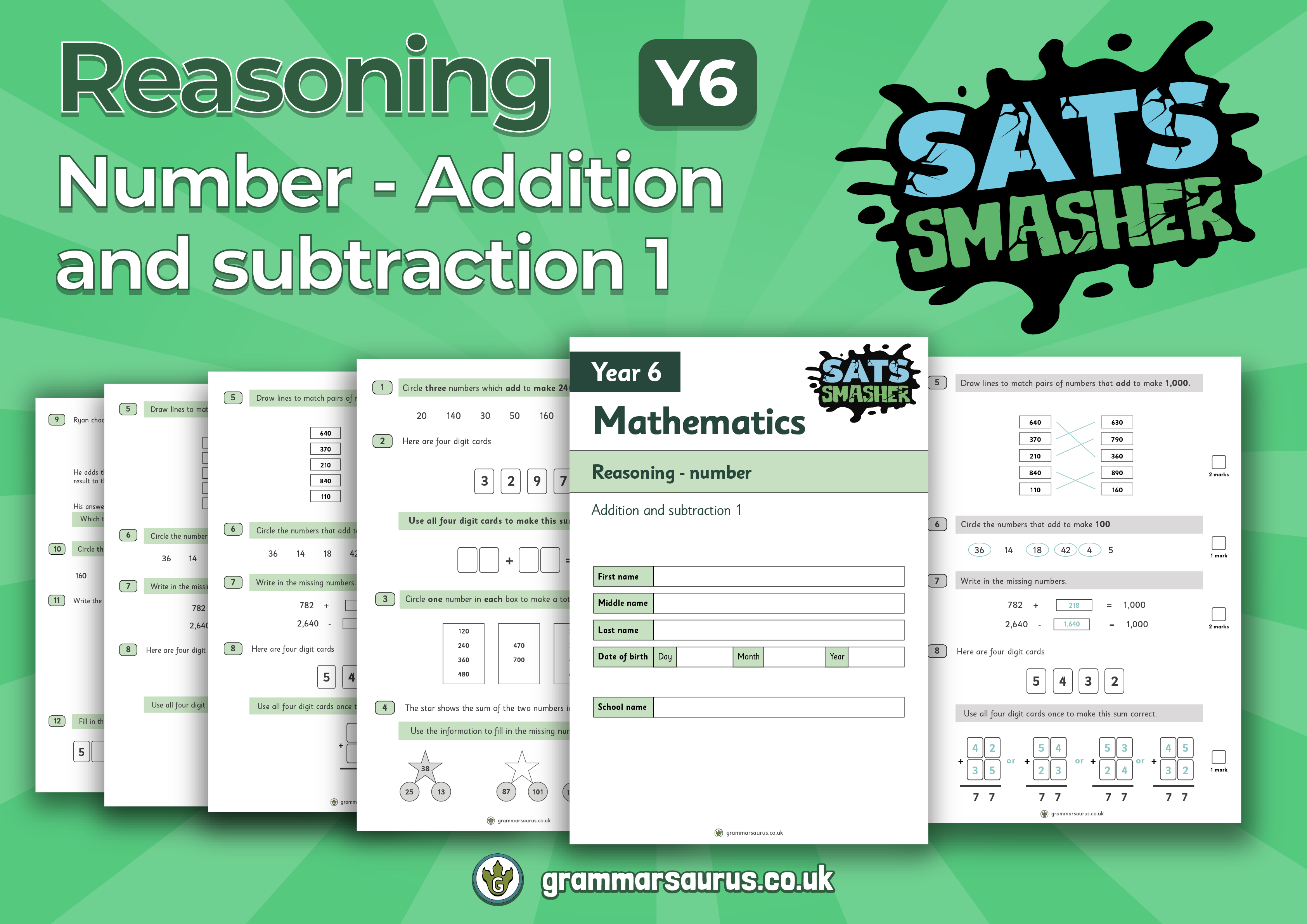 Y6 SATs Smasher (Maths): Reasoning - Number - Addition and Subtraction ...