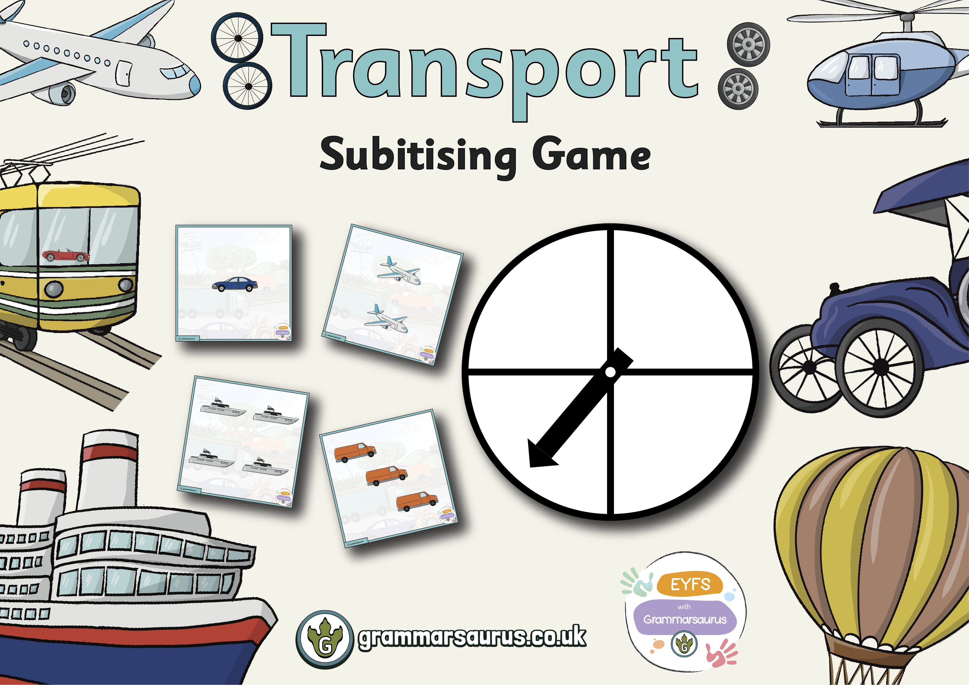 EYFS Transport – Subitising Game - Grammarsaurus