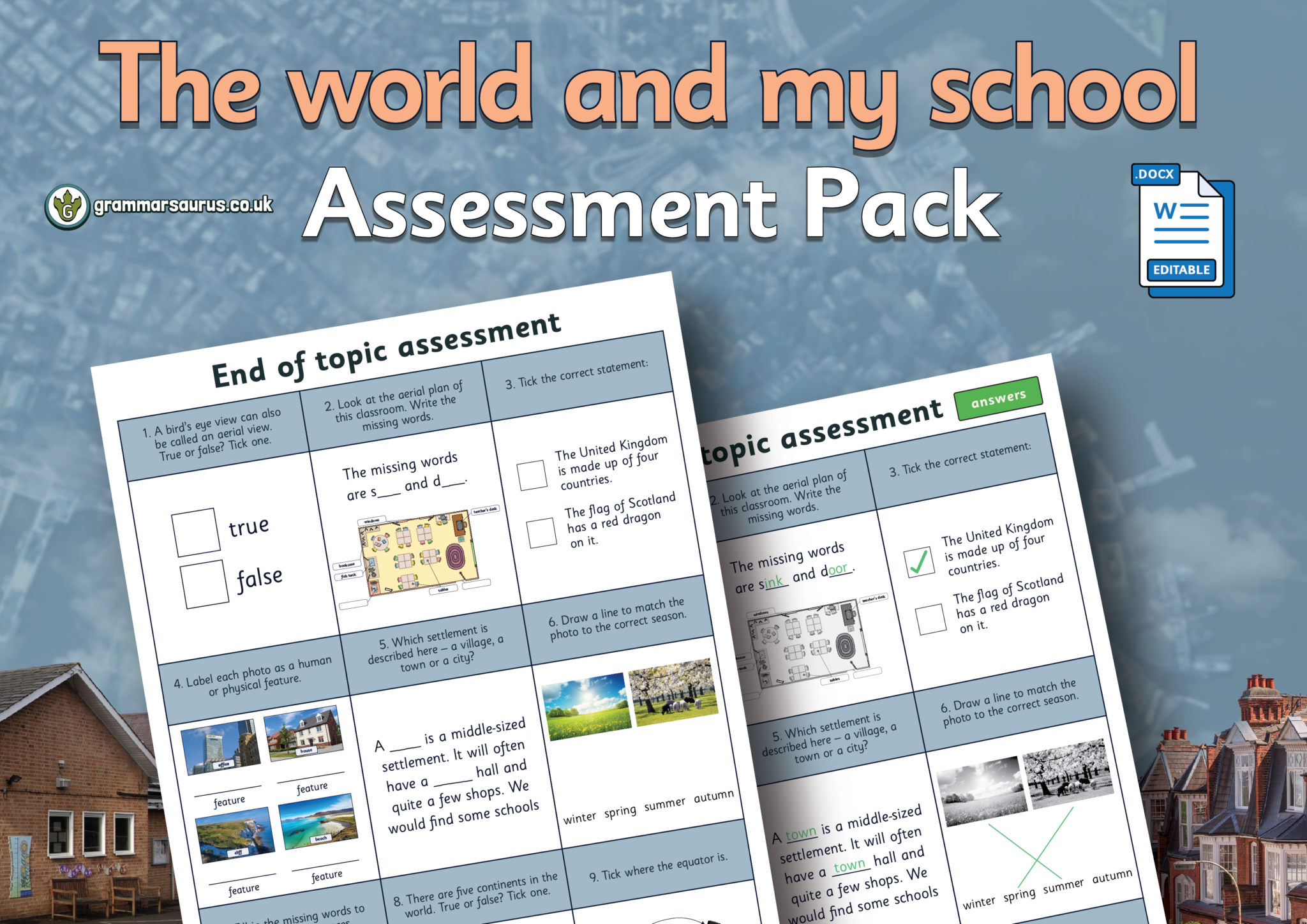 Year 1 Geography - The World and My School - Assessment Pack ...