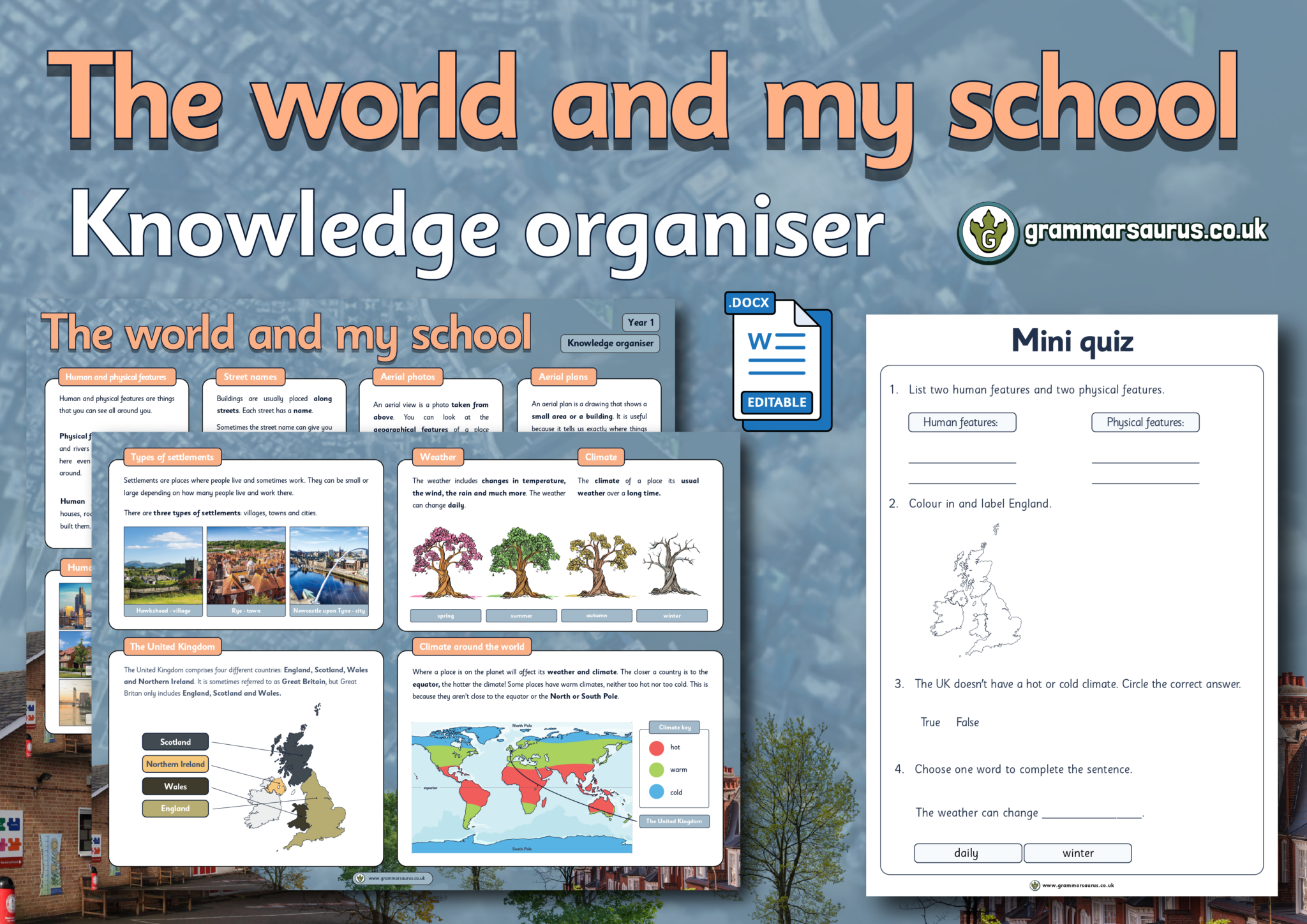 Year 1 Geography - The World and My School - Knowledge Organiser ...