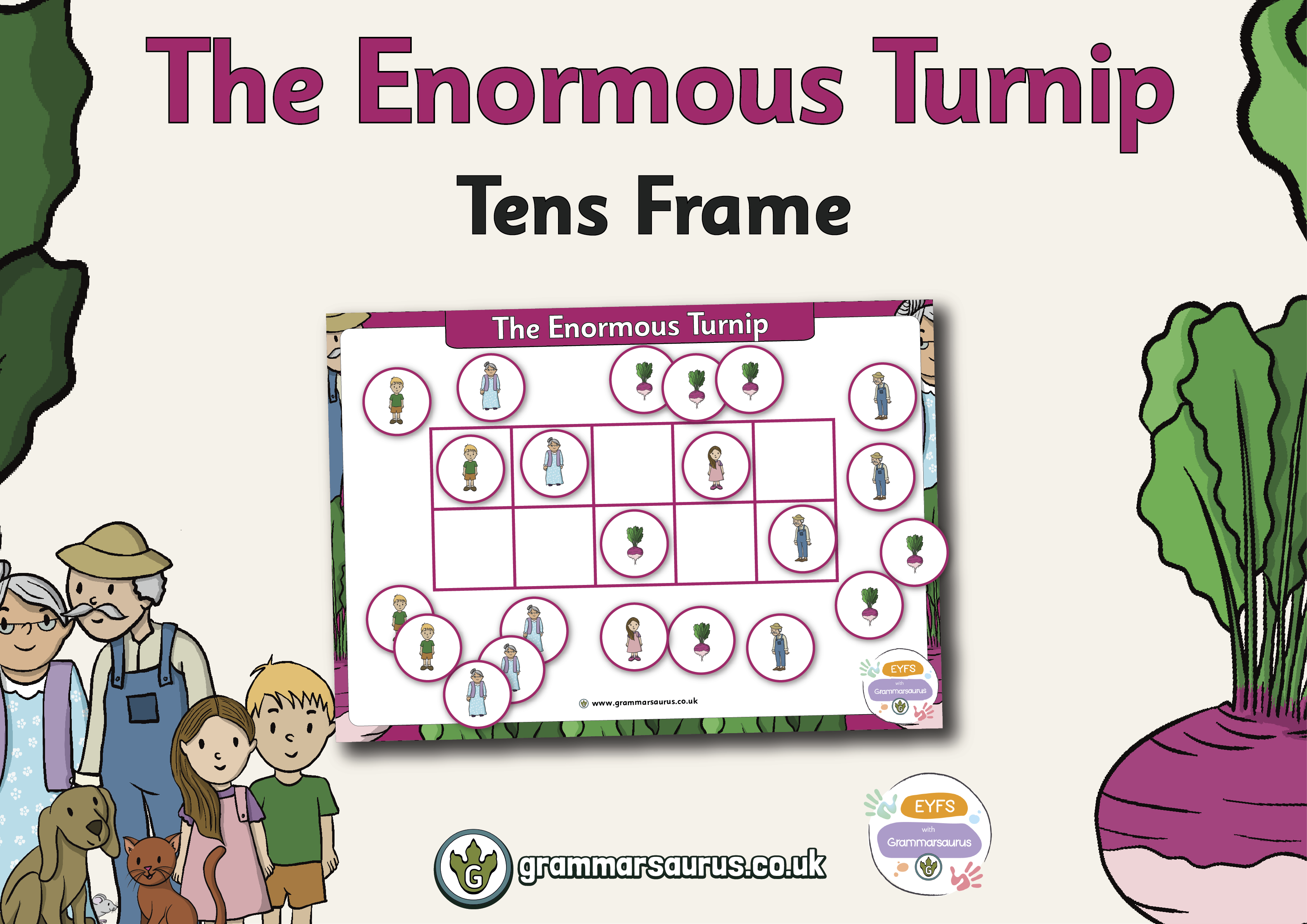 EYFS The Enormous Turnip - Tens Frame - Grammarsaurus